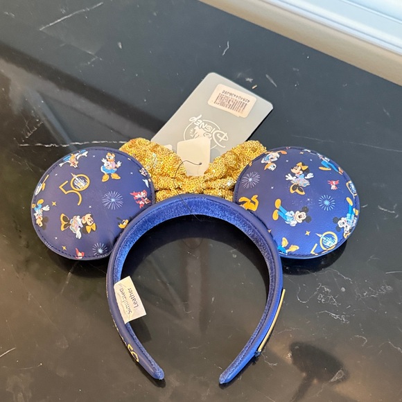 NWT Disney World 50th Anniversary  Blue and Gold Sequin Bow Headband - Picture 4 of 4